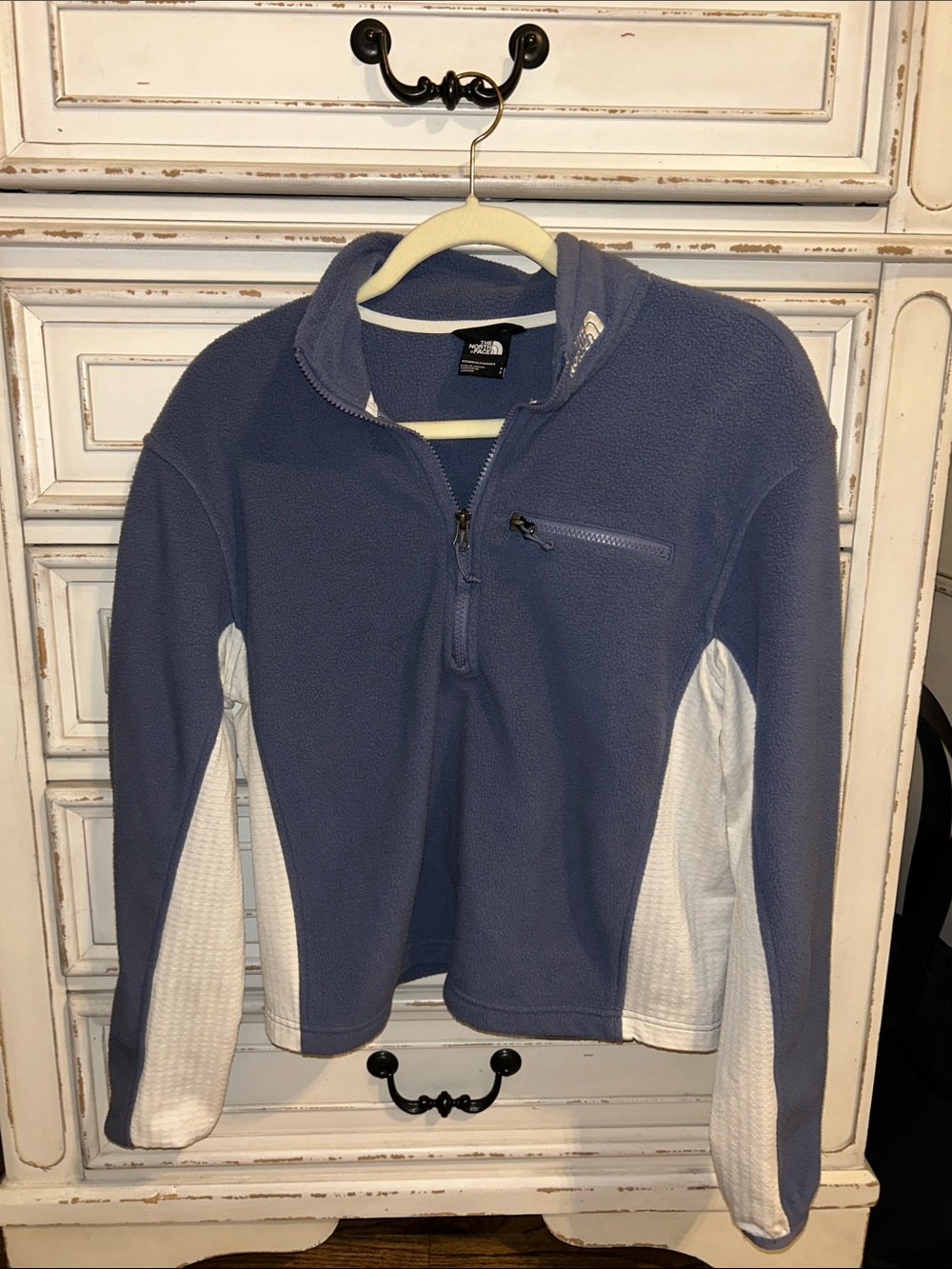 The North Face Women's Half-Zip Fleece Pullover - Dusty Blue & White